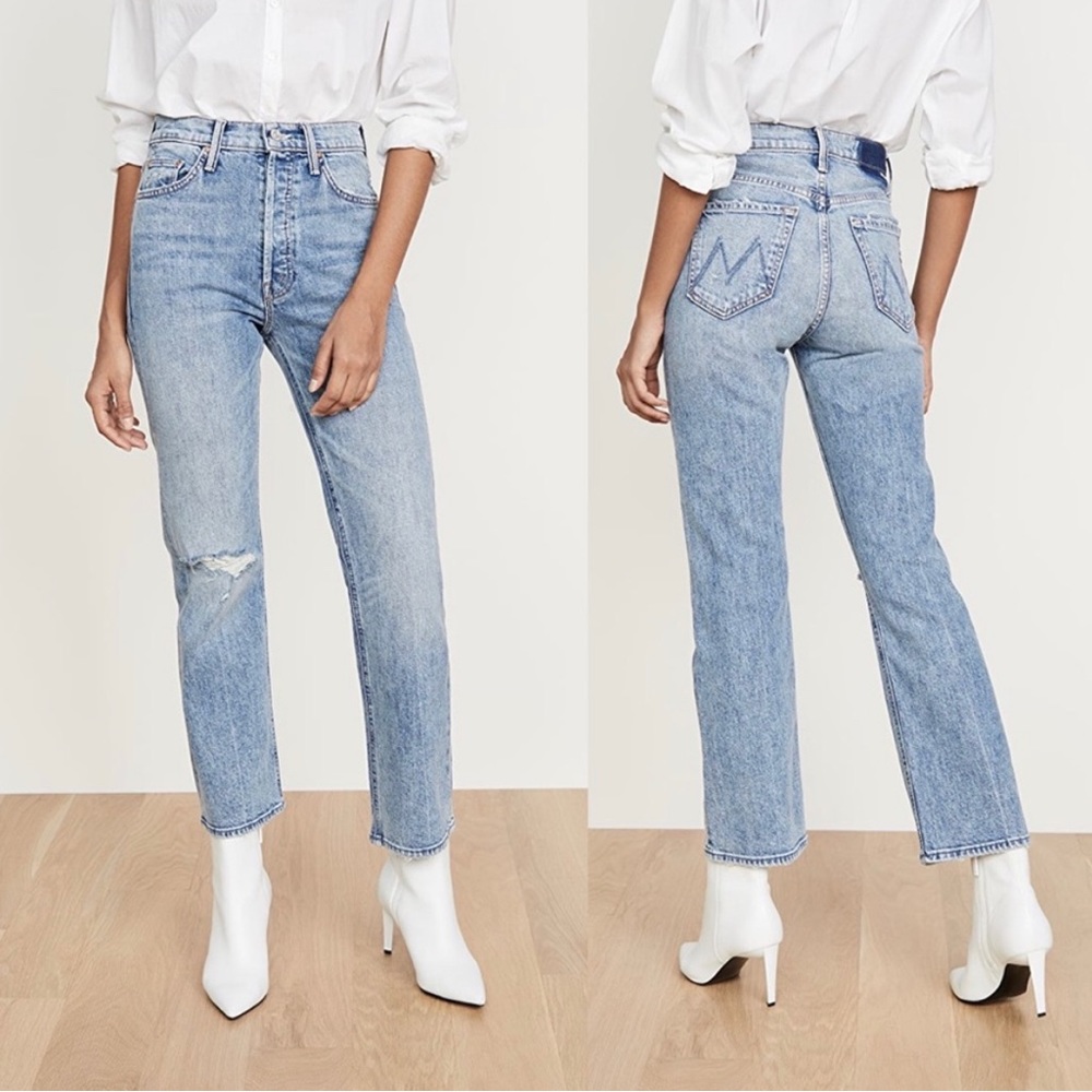 MOTHER Superior The Tripper Jeans High Rise Straight Leg Distressed Size 26
